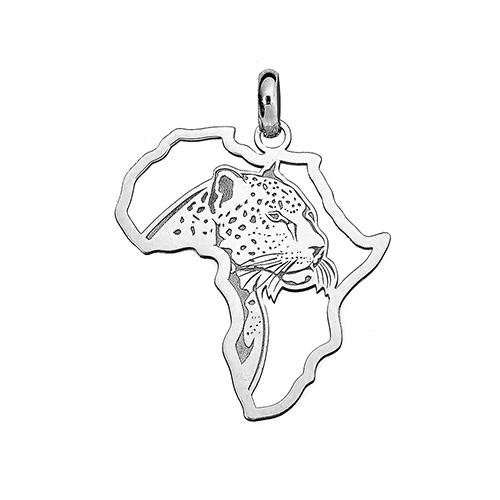 Silver Africa Map Big 5 - Leopard Pendant